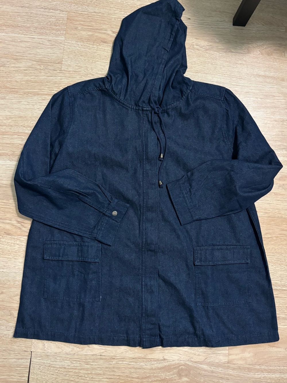 CW Classics Denim Jacket Women 2X Blue Hooded Gorp Minimalist Utility 90 Style